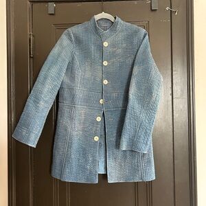 indigo dyed silk quilted jacket
